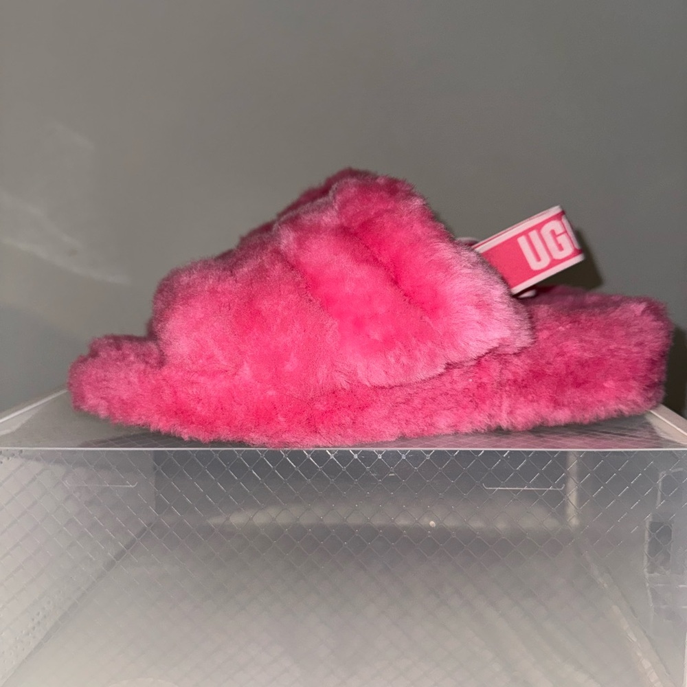 UGG Fuchsia Fluff Yeah Slides Fluffy Pink Sandals